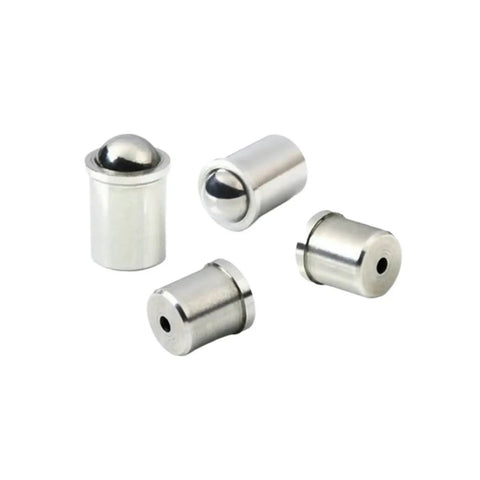 Heavy Duty 304 Stainless Steel Ball Plungers With Knurled Thumb Nuts 10 Piece Push Fit Spring Detent Pins assorted sizes view of pins in silver finish