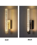 Modern Luxury LED Wall Sconce Lighting 18 Inch Wide Cylinder Wall Lamp With Bubble Crystal Shade 3W Warm Light Gold Finish
