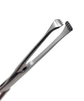 Close-up of stainless steel Allis tissue clamp forceps with 4×5 teeth, 6-inch length.