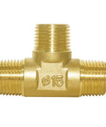 Brass Pipe Fitting Barstock Tee 3 Way NPT Half Inch Tee Pack Of Two For DIY Home Plumbing Projects, corrosion-resistant, side view