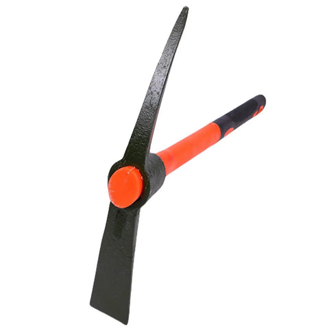 Miniature Mattock Tool For Gardening, Camping, And Trail Maintenance, Beast Tough Fiberglass Core, Heat Treated Pickaxe Mattock in orange