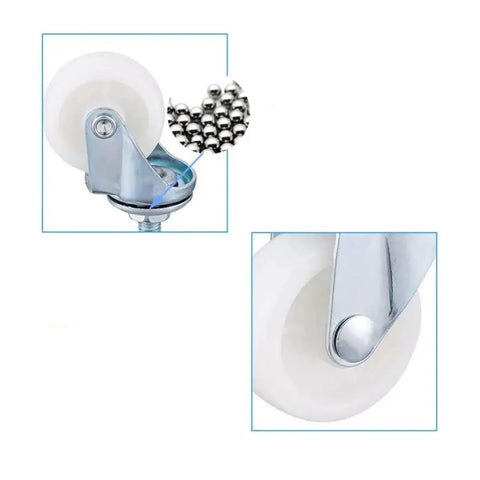 1.5 Inch M8 Threaded Swivel Caster Wheel White Light Duty For Carts And Trolleys, 360 Degree swivel, durable PP wheel close-up