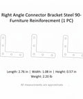 Diagram of 2.76 Inch Steel Right Angle Connector Bracket For 90 Degree Furniture Joints, Heavy Duty Shelf Support