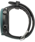 Replacement Rubber Watch Strap For Watch-Style Dive Computers Black Green Quick-Change Two-Screw Band side view
