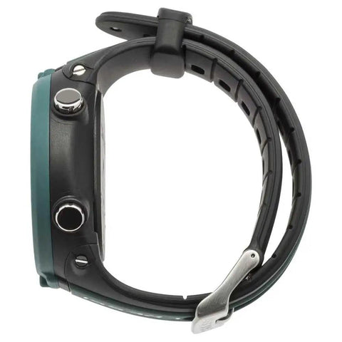 Replacement Rubber Watch Strap For Watch-Style Dive Computers Black Green Quick-Change Two-Screw Band side view