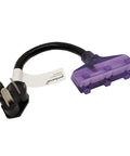 Dryer Adapter Cord 10-30P to Three 5-15R Outlets with Lighted Receptacles, 125V Output Up to 3750W, 1 ft length shown