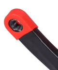 Close-up of MTB Crank Arm Boots Silicone Sleeve Protectors Pack Of Two Durable Soft Cover For Bike Crank Guards in black and red.