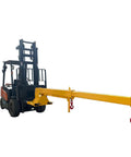 Heavy Duty Forklift Jib Boom Crane Attachment With Two Ton Lifting Power And Dual Hook Hoist System, yellow telescopic arm.