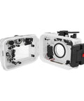Open view of Underwater Housing For Olympus TG-6 Camera 60M Waterproof Case With Full Button Access and 67mm Red Filter Mount for Photography