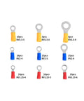 Heavy Duty 128Pc Insulated Ring Terminal Crimp Connector Kit With RV1.25 RV2 And RV5.5 Sizes For Secure Wire Cord Connections And Cable Fixes, assorted ring terminals