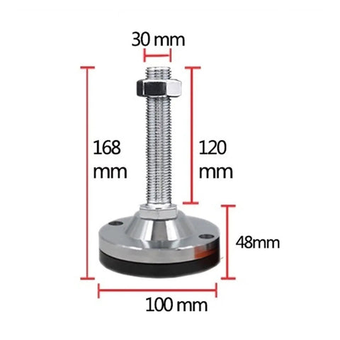Heavy Duty Adjustable Furniture Leveling Feet With Non Slip Rubber Bottoms Rock Solid Screw Legs For Wobbly Tables Chairs Cabinets And Sofas Super Sturdy Carbon Steel Two Pack dimensions 30mm,120mm,168mm.