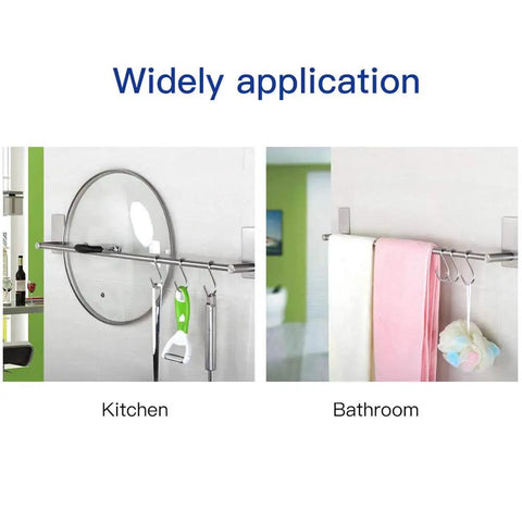 Self Adhesive Towel Bar Rack Set In 18/8 Stainless Steel, 16 Or 21 Inch, with accessories in kitchen and bathroom