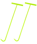 Heavy Duty 32 Inch Manhole Cover Lifting Hook Set, Chrome Plated Solid Steel, 2 Pack, showing two lime green hook tools on white.