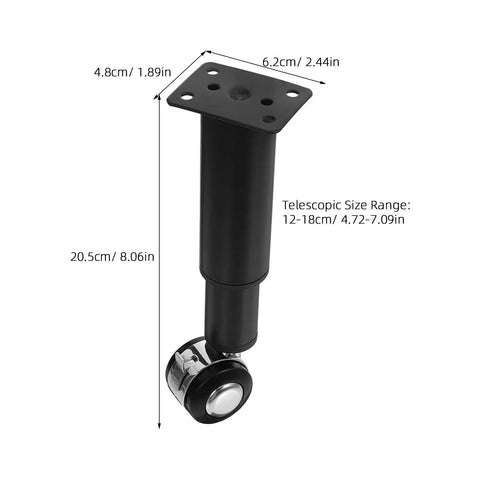 Adjustable Telescoping Metal Desk Legs With Swivel Casters For Heavy Furniture Leveling Feet Fits Cabinets Sofas Beds Desks And Dressers Replacement Sturdy Glide Feet For Easy Height Adjustment And Rock Solid Support, black metal telescoping leg 20.5cm