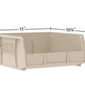 Stackable Plastic Storage Bins Set For Garage Pantry And Craft Organization Easy Grab And Go Space Saving Bins That Hold Up To 50 Pounds 11 By 11 By 5 Inches Beige Single Bin