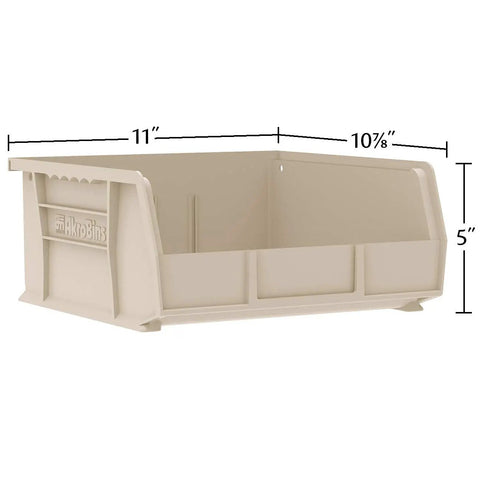 Stackable Plastic Storage Bins Set For Garage Pantry And Craft Organization Easy Grab And Go Space Saving Bins That Hold Up To 50 Pounds 11 By 11 By 5 Inches Beige Single Bin