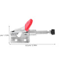 Close-up of a single clamp from 4 Pack Quick-Release Toggle Clamps for Woodworking and Welding, showing horizontal design and PVC handle.