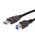 Built Different Fifteen Foot USB Type A To Type B Cable delivers five Gbps super speed data, featuring blue connectors.