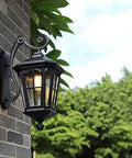 Top Shelf Heavy Duty Aluminum Outdoor Wall Sconces Waterproof Modern Minimalist Design with black finish and glass shade for outdoor use.