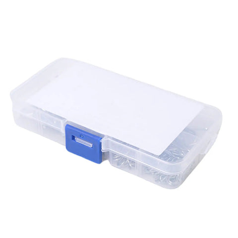 Cotter Pins Assortment Kit For Machinery And Tractors in clear plastic storage box with blue latch