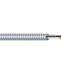 MC Cable 14 2 Type 50 Foot 14 Gauge 2 Conductors Solid Metal Clad Cable with aluminum armor and green ground wire, shown in detail
