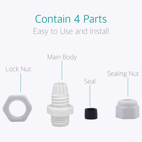 PG7 Cable Gland Kit 20 Pieces White Nylon Waterproof Wire Glands Connector Fitting For 3mm To 6.5mm Cables With Four Part Design