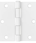 Heavy Duty Interior Door Hinges 3 Pack White 3 Point 5 Inch Square Corner Steel Removable Pin design with holes.