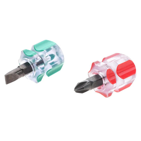 Ultra Short Tiny Screwdriver Set for Sewing Machines and Electronics with Flathead and Phillips precision bits, compact ergonomic design.
