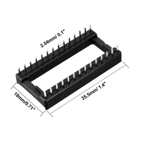 DIP IC Socket Adapter Kit For Easy Chip Swap Solder Type 2.54mm Pitch Dual Row 28 Pin 15.24mm Row Spacing 25 Pieces