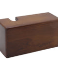 Straight Up Solid Beech Wood Coffee Tamper And Protafilter Stand With Handy Side Dock For 51 To 58 MM Brewers showing wooden design and side dock.