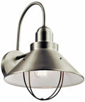 Seaside 16.5 Inch One Light Outdoor Wall Light In Brushed Nickel Wet Rated Exterior Fixture with classic design detail