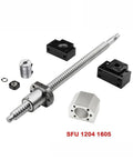 Top Tier SFU Series Ball Screw Kit For CNC Machining With 4mm And 5mm Precision Pitch Including Solid Coupler To Boost Structural Strength And Simplify Your DIY Machine Build Projects. SFU 1204 1605 ball screw kit with coupler, nut block, and bearing blocks