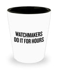 Ceramic 1.5 Oz Shot Glass For Gear Heads And Watch Lovers, Horology Gift For Watchmakers, White Outside Black Inside, Dishwasher Safe