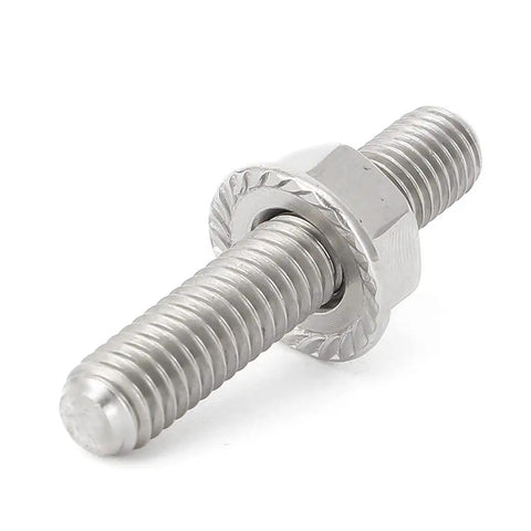 Bolt On Exhaust Studs And Chrome Flanged Nuts Kit For Harley Big Twin 1984-2015 And Sportster XL 1986-2015 Direct Fit Replacement Replaces OEM 16715-83 Kit Includes Four Zinc Plated Studs And Four Chrome Flanged Nuts Silver shown