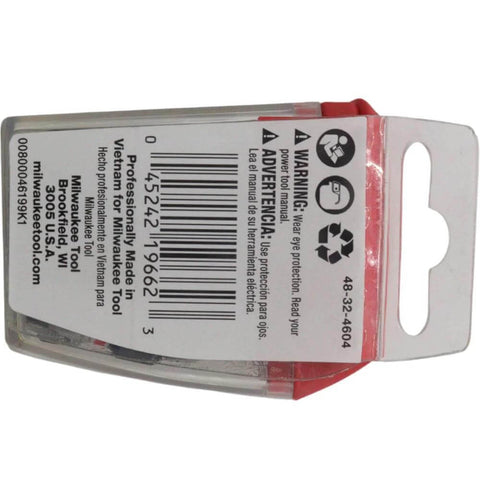 Side-angle view of Milwaukee 48-32-4604 #2 Phillips Shockwave insert bits, contractor 25-pack in red blister packaging
