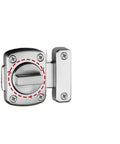 Hella Tough Zinc Alloy Gate Latch For Sliding Doors Rock Solid Right Angle Hook Buckle Silver Finish with locking mechanism detail