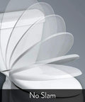 Elongated Toilet Seat With Inserts For Comfy Ultimate Comfort And Pressure Relief, Quiet Close With No Slam mechanism shown