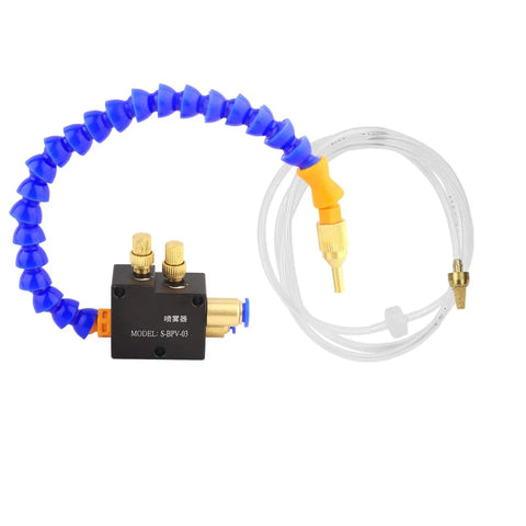 Heavy Duty Mist Coolant And Lubrication System For Cnc Milling Machines with adjustable blue hose and nozzle.