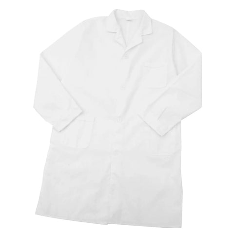 White Cotton Lab Coat With Long Sleeves For Doctors, Medical Pros, And Students, Classic Comfy Medical Coat Versatile For Lab, Clinic And Class, Easy On Off, All Day Comfort.