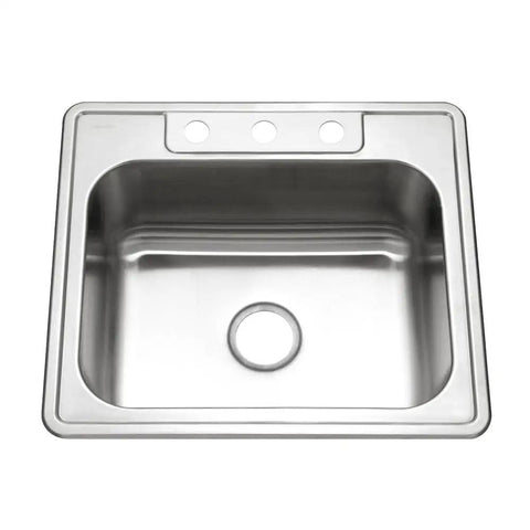Top view of Stainless Steel Kitchen Sink Drop In Top Mount 25 Inch With 3 Hole Single Bowl And Strainer Durable 18 Gauge T304