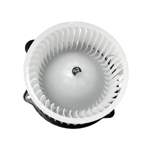 Oem Replacement AC Heater Blower Motor Fan Built Like A Tank For Hyundai Santa Fe Santa Fe Sport 2010 To 2017 And Kia Sorento 2011 To 2015 fan interior view with white blades.