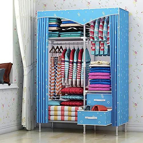 Heavy Duty Portable Fabric Closet With Thick Non Woven Cover And Willow Wood Frame Solid Bedroom Wardrobe Storage Organizer Total Game Changer For Hanging Long Fits Or Packing Away Bulky Bedding Easy Knock Together Build Saves Serious Floor Space