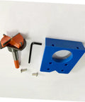 Gadpiparty hinge drilling jig set with blue mounting block, orange drill guide, hex key, and screws