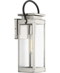 Union Square Collection 1-Light Outdoor Wall Lantern With Clear Flat Glass Stainless Steel Finish Farmhouse Style