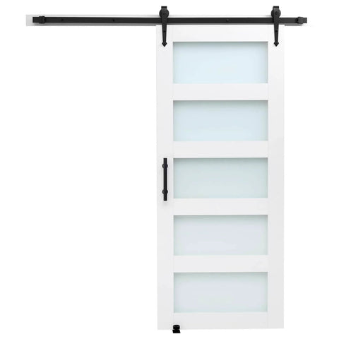 Premium Sliding Barn Door Kit 36 By 84 Inches With Header Board 6 Foot 6 Inch Track Kit And Handle Waterproof PVC Surface