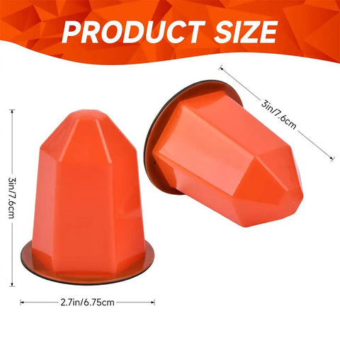 Snag These Bad Boys 20 Pack Magnetic Fire Sprinkler Paint Covers Designed for Recessed Heads, 3 in tall and 2.7 in wide, orange PVC shields.