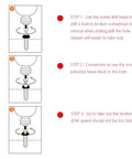 Three-step guide using the 5 Piece Screw Extractor Kit For Easy Removal Of Rusty And Broken Hardware Stripped Screws And Bolts