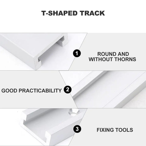 300mm T Shaped Rail Clamp With Iron Slot Holder Clip For Easy Rock Solid T Slot Track Mounting In Woodworking And Machine Setups For Precise Alignment And Smooth Operation. T-shaped track close-up for woodworking jigs and fixing tools