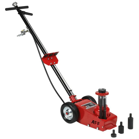 Heavy Duty 22 Ton Axle Jack With Single Stage Air Assist Hydraulic Truck Lift And Three Piece Extension Kit Boasts High Speed Air Motor Slick Rubber Wheels Plus Dead Easy Locking Handle For No Sweat Daily Shop Work