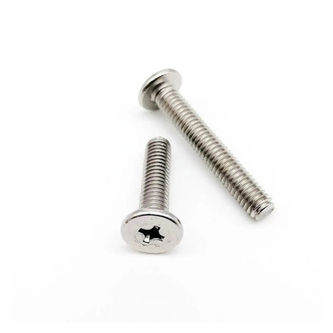 Premium Pack Of Ultra Thin Super Low Flat Head Phillips Screws Made From A2-70 304 Stainless Steel showing two sizes for DIY projects